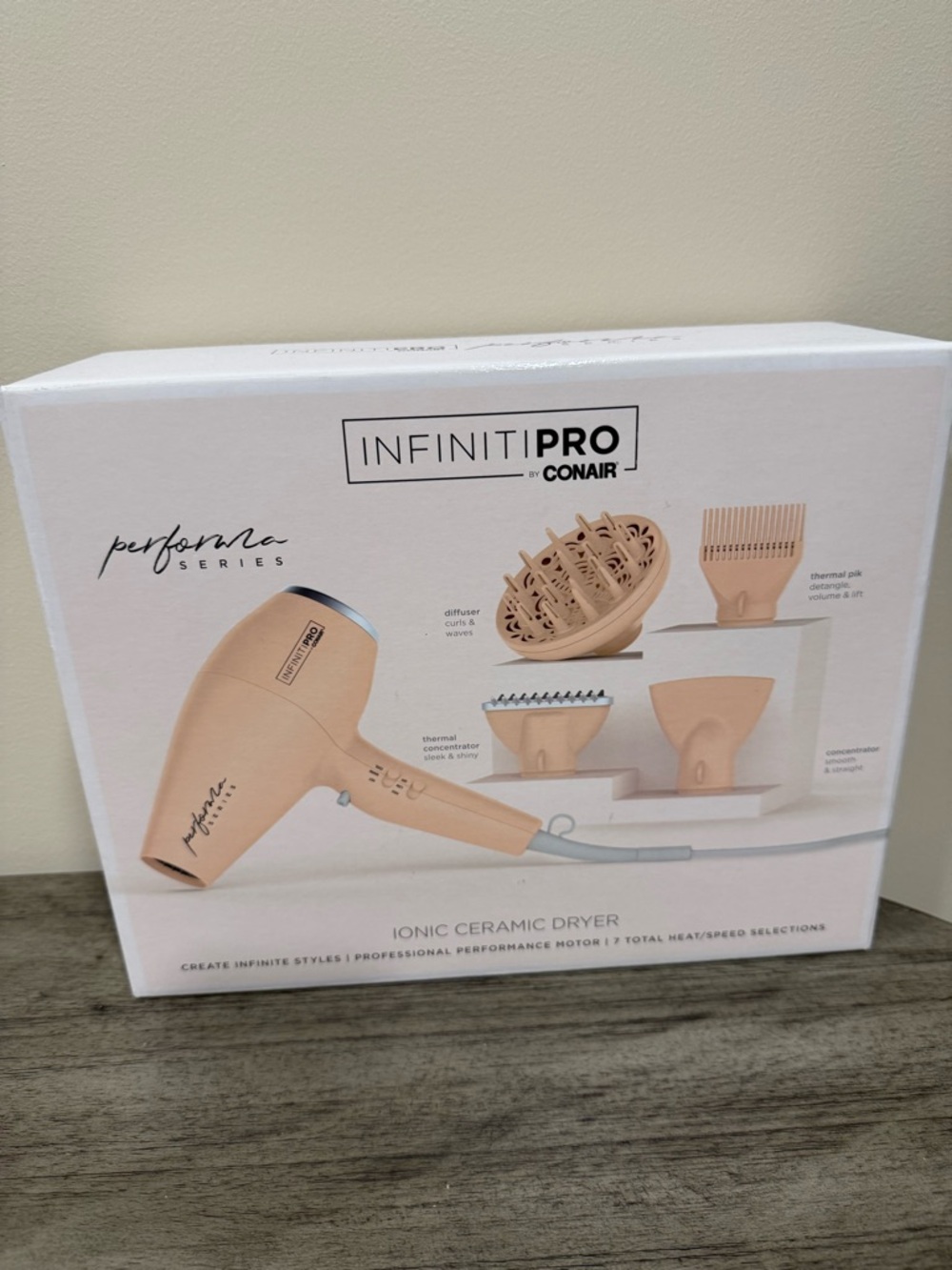 NEW in box -InfinitiPRO by Conair Ionic Ceramic Dryer - Performa series - blush